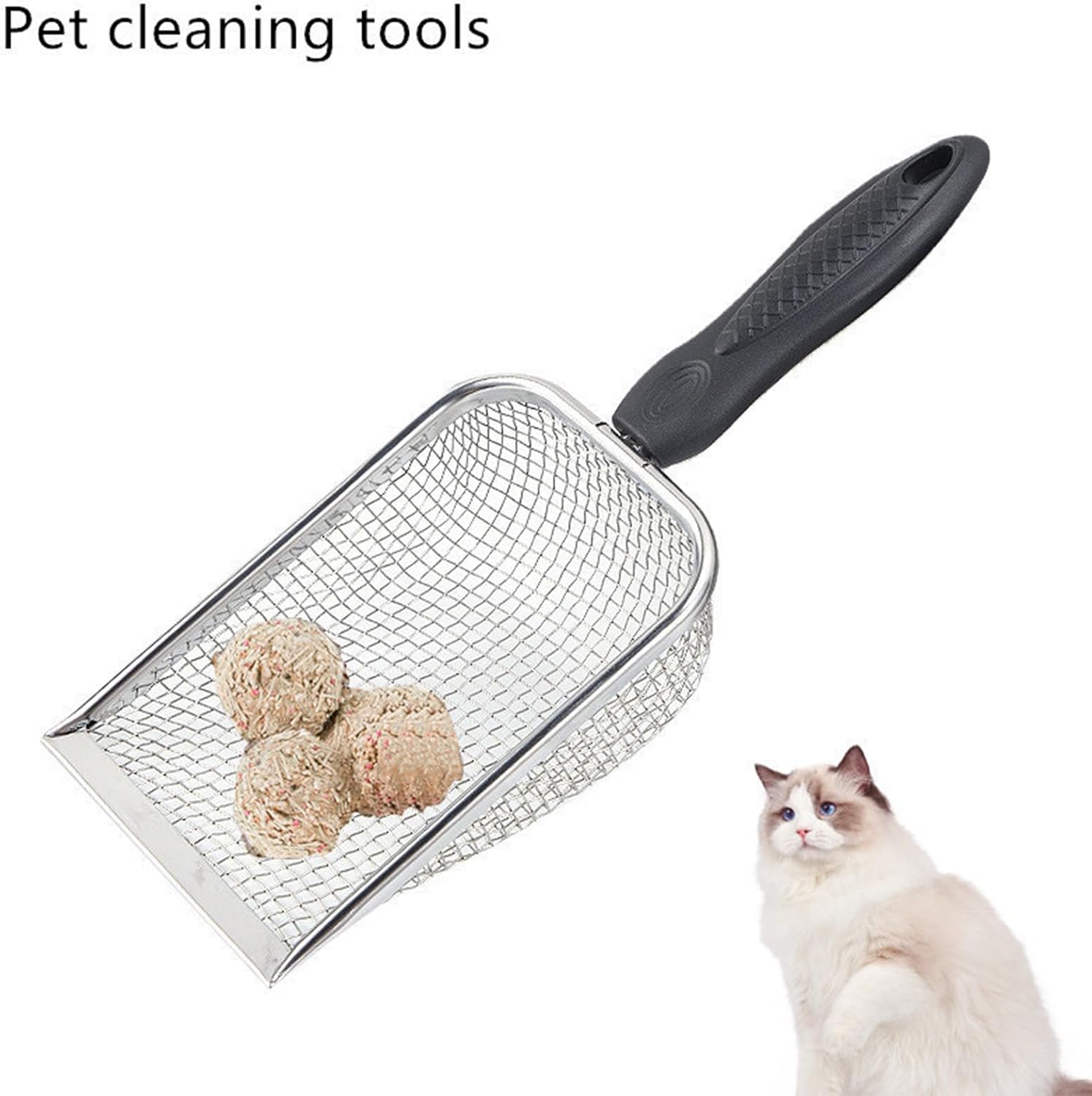 Fine Mesh Filter Deep Litter Scoop with Ergonomic Handle for Cats & Reptiles V1258-DP02-BOL-142