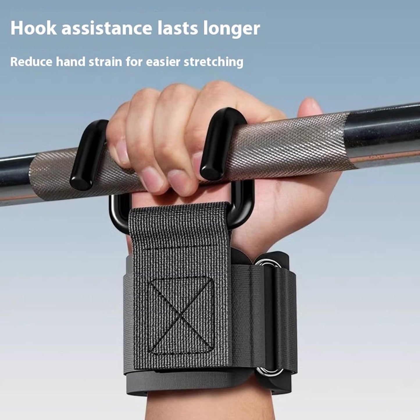 Weight Lifting Wrist Strap Hooks - Black - 1 Pair V1258-DP02-BOL-143