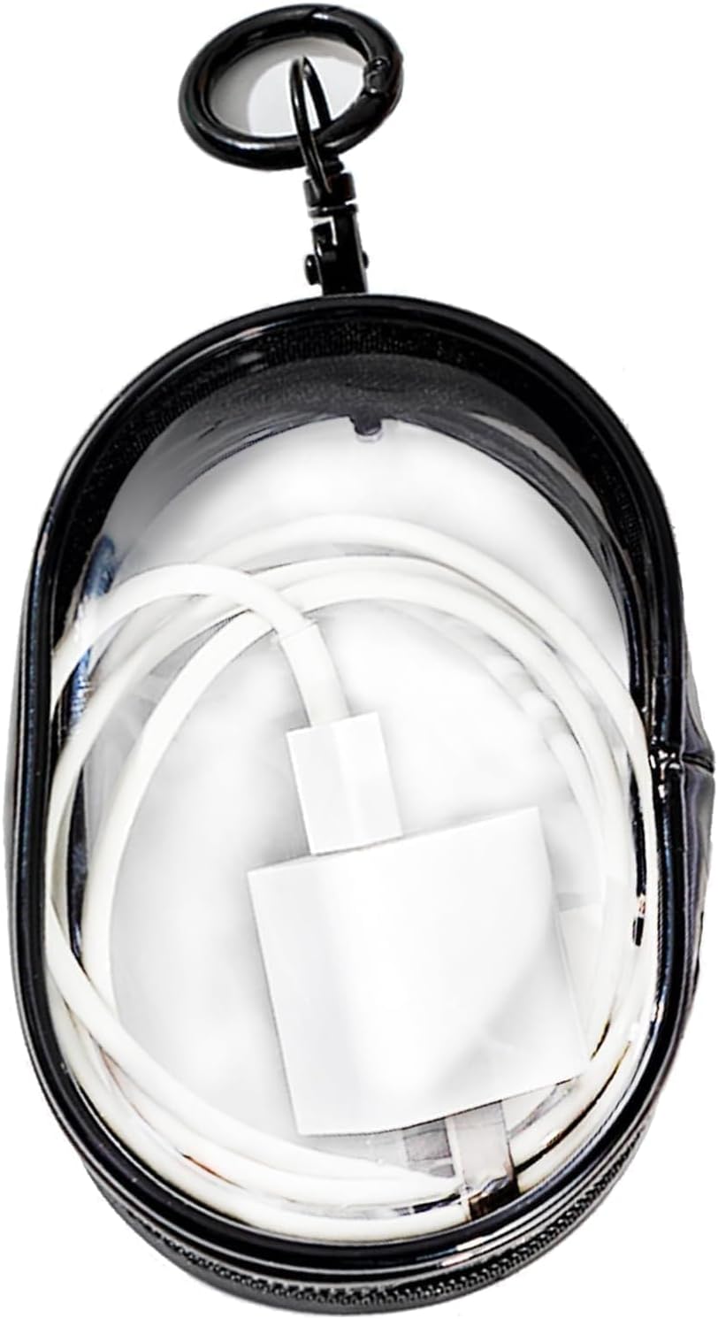 Transparent Zipper Storage Pouch with Keychain - Mini Organizer for Earbuds Cables - Travel Accessory for V1258-DP02-BOL-15