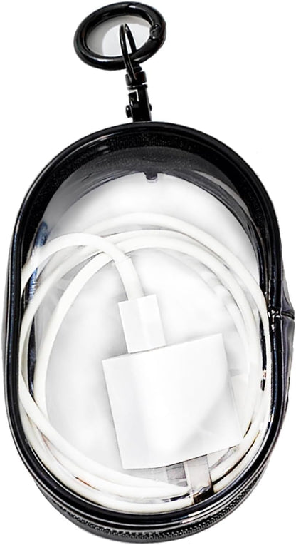 Transparent Zipper Storage Pouch with Keychain - Mini Organizer for Earbuds Cables - Travel Accessory for V1258-DP02-BOL-15