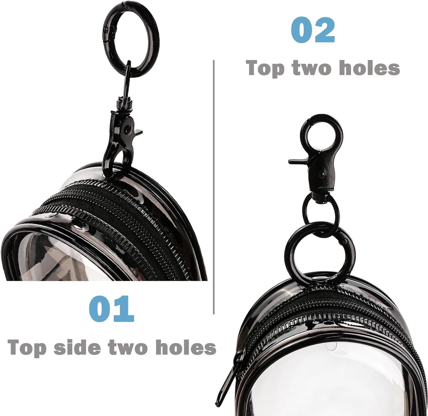 Transparent Zipper Storage Pouch with Keychain - Mini Organizer for Earbuds Cables - Travel Accessory for V1258-DP02-BOL-15