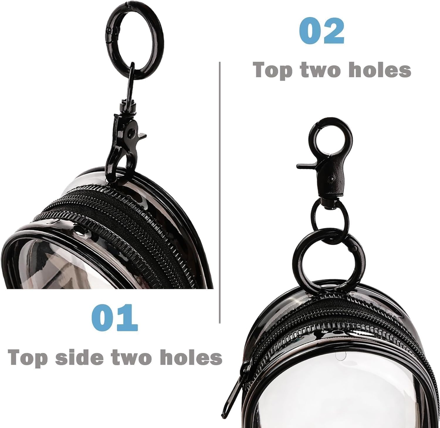 Transparent Zipper Storage Pouch with Keychain - Mini Organizer for Earbuds Cables - Travel Accessory for V1258-DP02-BOL-15