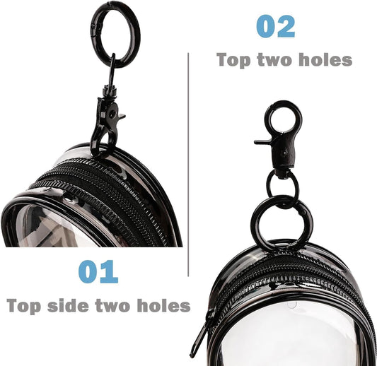 Transparent Zipper Storage Pouch with Keychain - Mini Organizer for Earbuds Cables - Travel Accessory for V1258-DP02-BOL-15