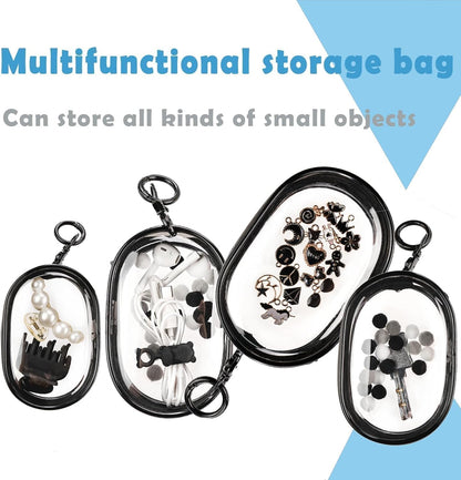 Transparent Zipper Storage Pouch with Keychain - Mini Organizer for Earbuds Cables - Travel Accessory for V1258-DP02-BOL-15