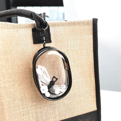 Transparent Zipper Storage Pouch with Keychain - Mini Organizer for Earbuds Cables - Travel Accessory for V1258-DP02-BOL-15