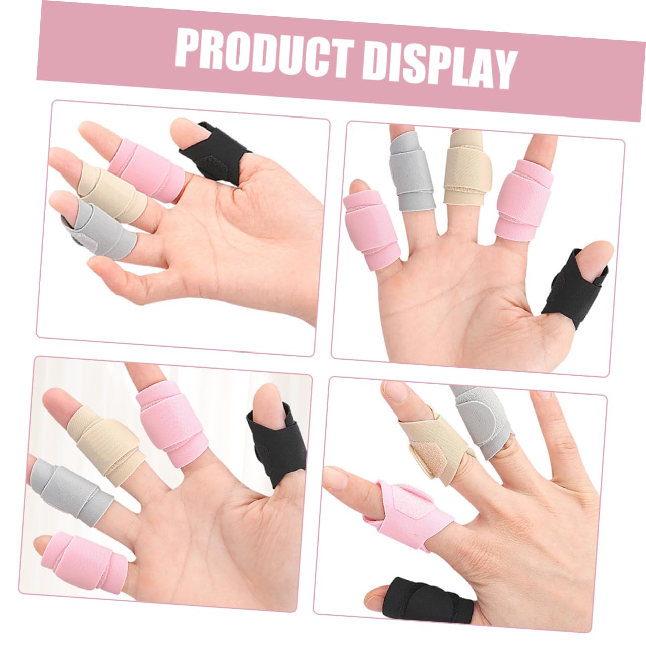 Adjustable Finger Splints 4 Pairs Finger Protectors Support Brace for Injury Recovery V1258-DP02-BOL-151