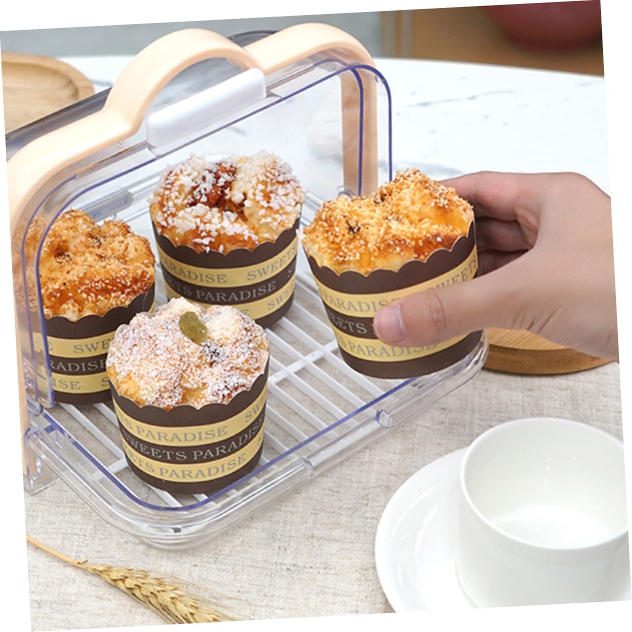 Transparent Food Storage Container with Lid and Drip Tray for Bread Milk Packaging V1258-DP02-BOL-153