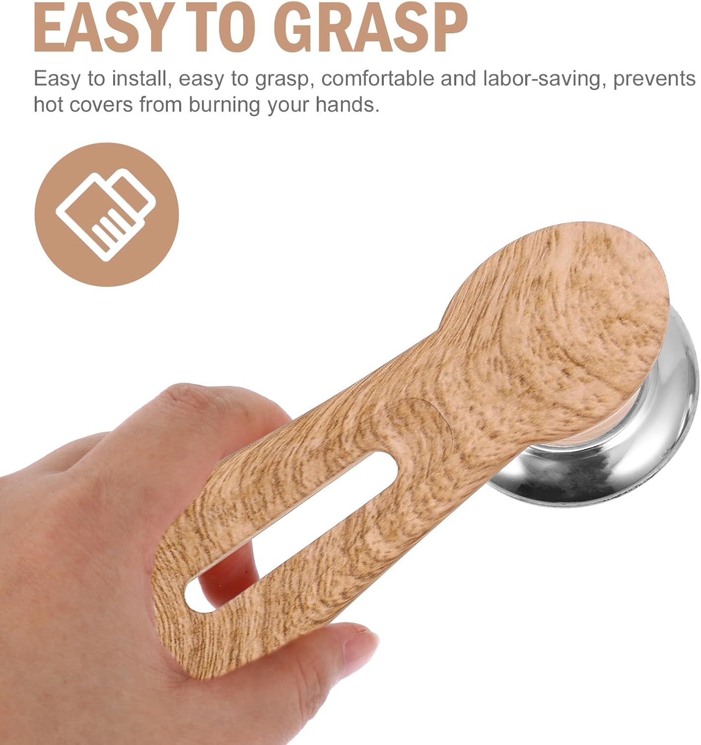 2 Pack Universal Pan Lid Knob Replacement Handle Heat Resistant Wooden & Red V1258-DP02-BOL-155