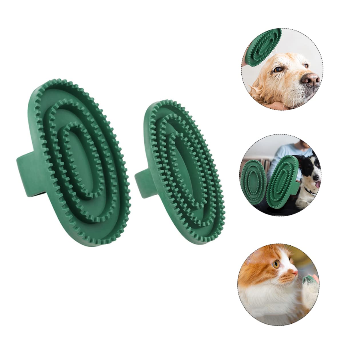 2 Pack Pet Massage Brush for Dog and Cat Grooming Green V1258-DP02-BOL-156