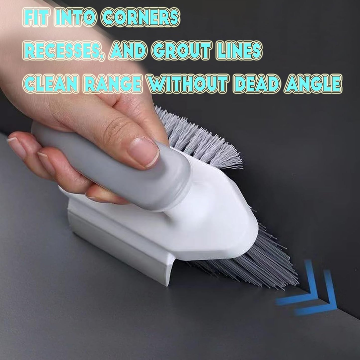 Grey Multi-Functional Durable Polypropylene Scrub Brush Powerful Cleaning Brush for Tiles Grout Kitchen V1258-DP02-BOL-157