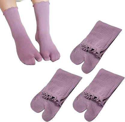 3 Pairs Women's Split Toe Slipper Socks Purple V1258-DP02-BOL-162