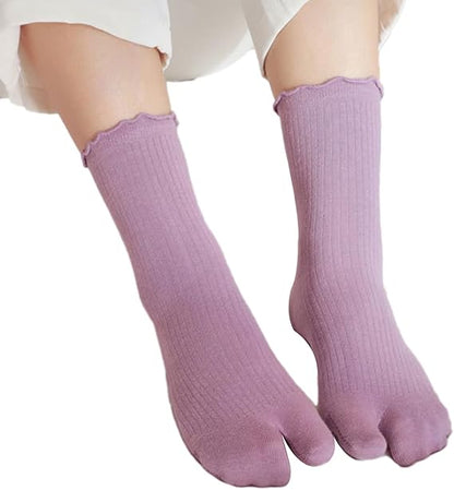 3 Pairs Women's Split Toe Slipper Socks Purple V1258-DP02-BOL-162