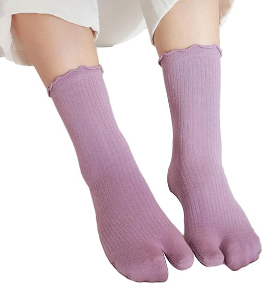 3 Pairs Women's Split Toe Slipper Socks Purple V1258-DP02-BOL-162