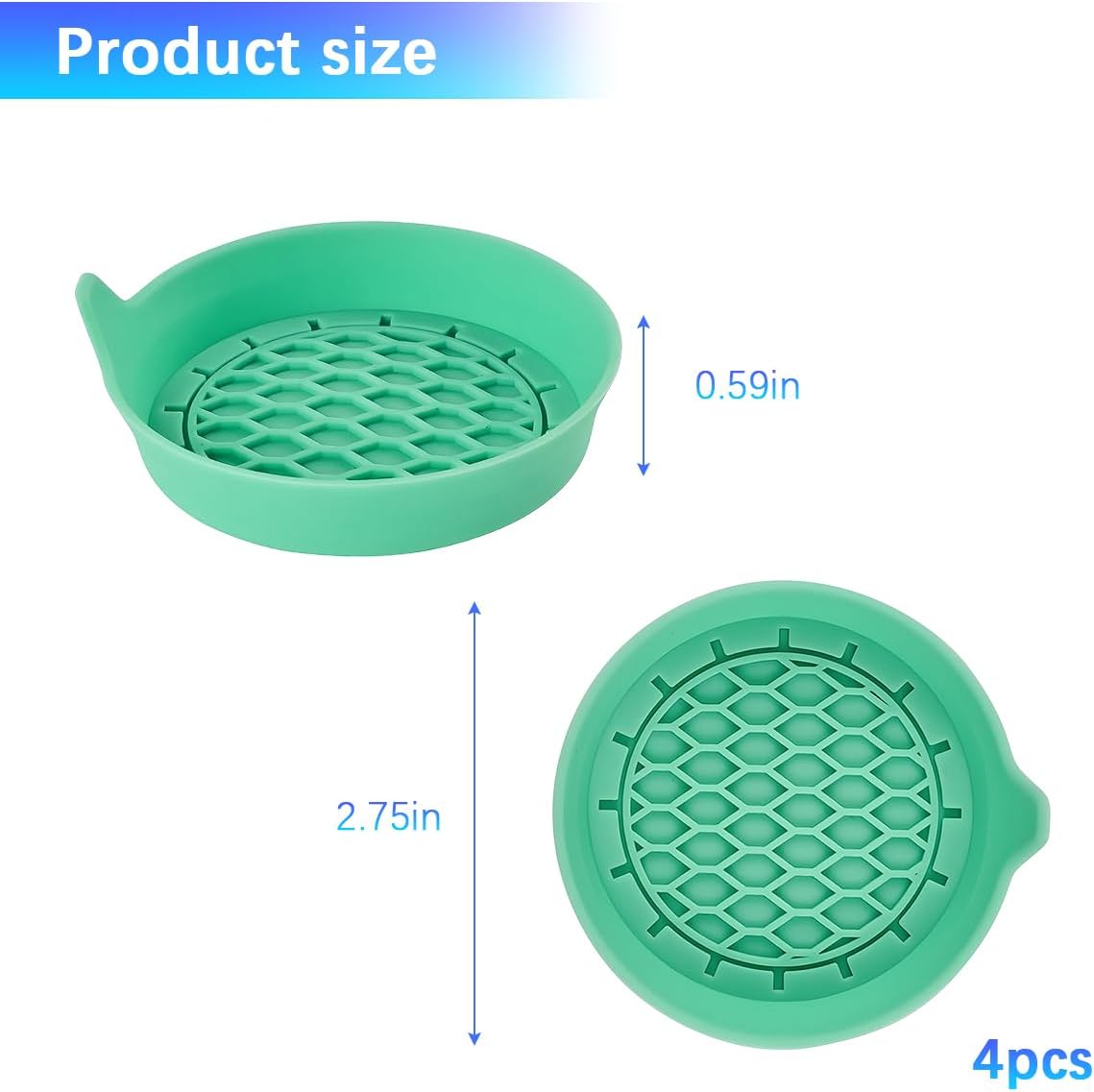 Car Silicone Anti-Slip Mats - Interior Accessories - Green - Pack of 4 V1258-DP02-BOL-163