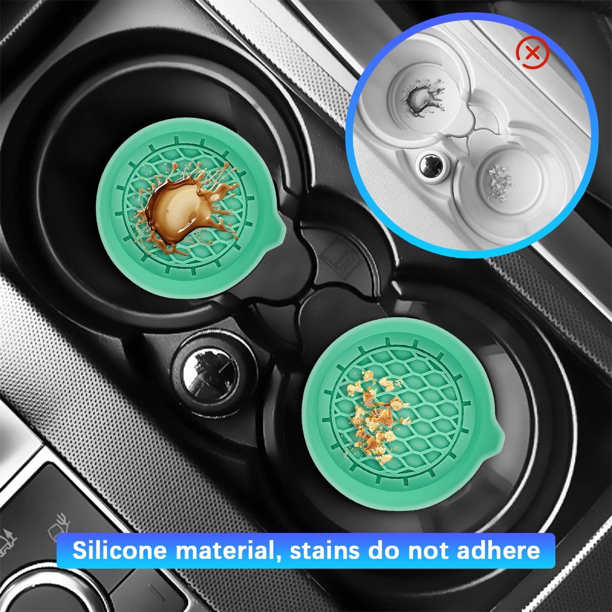 Car Silicone Anti-Slip Mats - Interior Accessories - Green - Pack of 4 V1258-DP02-BOL-163