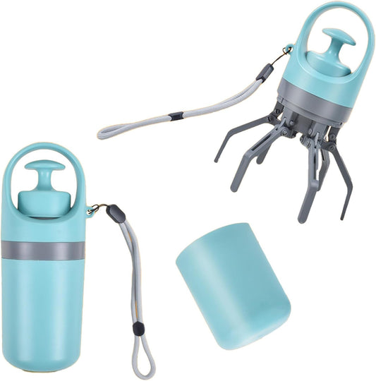 Portable 6-Claw Dog Poop Scooper with Built-in Bag Dispenser - Blue V1258-DP02-BOL-169