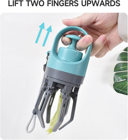 Portable 6-Claw Dog Poop Scooper with Built-in Bag Dispenser - Blue V1258-DP02-BOL-169