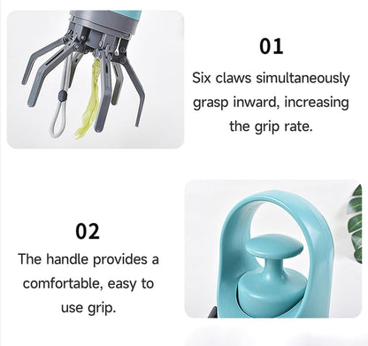 Portable 6-Claw Dog Poop Scooper with Built-in Bag Dispenser - Blue V1258-DP02-BOL-169