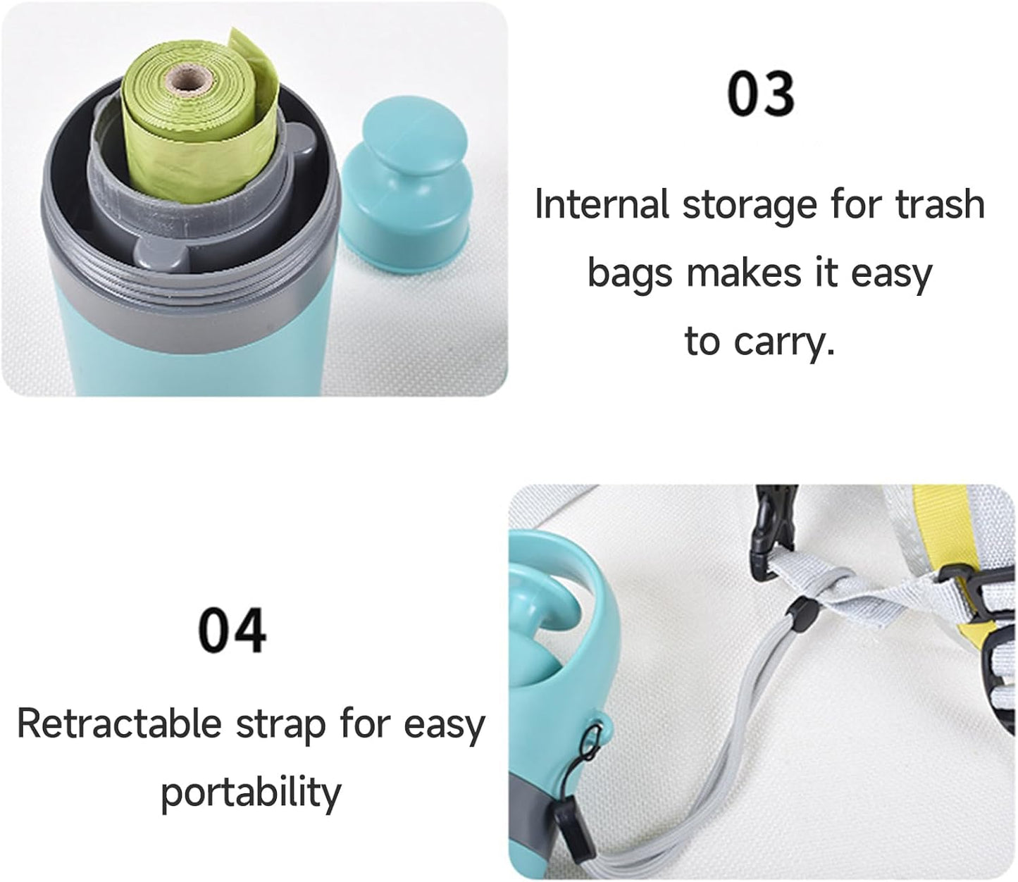 Portable 6-Claw Dog Poop Scooper with Built-in Bag Dispenser - Blue V1258-DP02-BOL-169