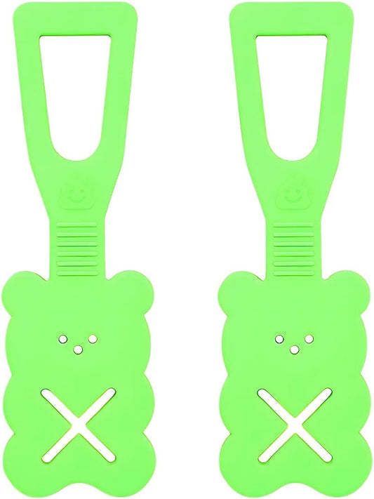 Green Bear Shaped Silicone Dog Poop Bag Holder 2 Pack Hands Free Clip for Full Poop Bags V1258-DP02-BOL-173