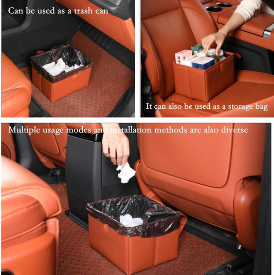 Foldable Car Trash Bin & Organizer Leakproof Waterproof PU Leather Orange V1258-DP02-BOL-179
