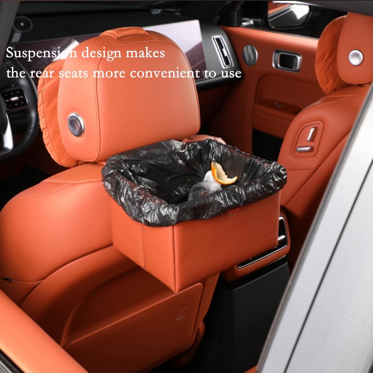 Foldable Car Trash Bin & Organizer Leakproof Waterproof PU Leather Orange V1258-DP02-BOL-179