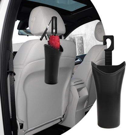 Car Trash Bin & Organizer - Under Seat or Center Console Storage Box with Umbrella Holder - Black - Set of 1 V1258-DP02-BOL-183