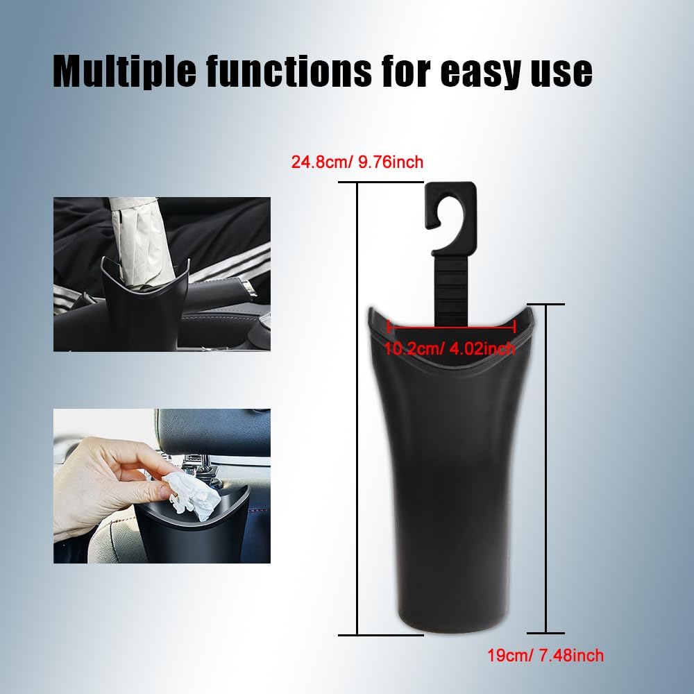 Car Trash Bin & Organizer - Under Seat or Center Console Storage Box with Umbrella Holder - Black - Set of 1 V1258-DP02-BOL-183