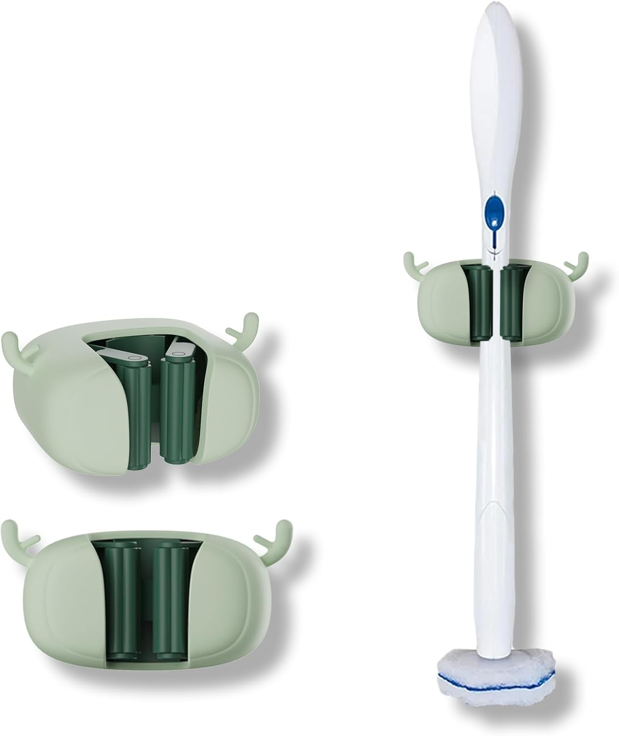 Self-Adhesive Toilet Brush Holder 2 Pack Green - No Drilling Required Wall Mounted Universal Bathroom WC V1258-DP02-BOL-188