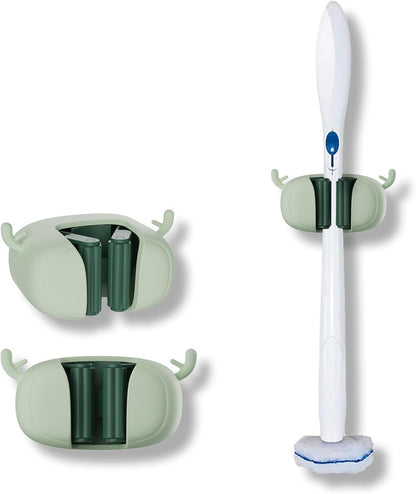 Self-Adhesive Toilet Brush Holder 2 Pack Green - No Drilling Required Wall Mounted Universal Bathroom WC V1258-DP02-BOL-188