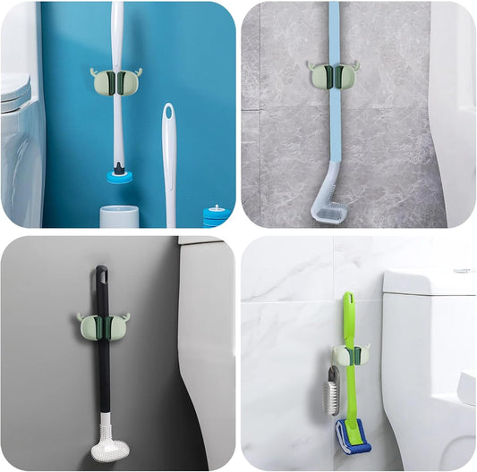 Self-Adhesive Toilet Brush Holder 2 Pack Green - No Drilling Required Wall Mounted Universal Bathroom WC V1258-DP02-BOL-188