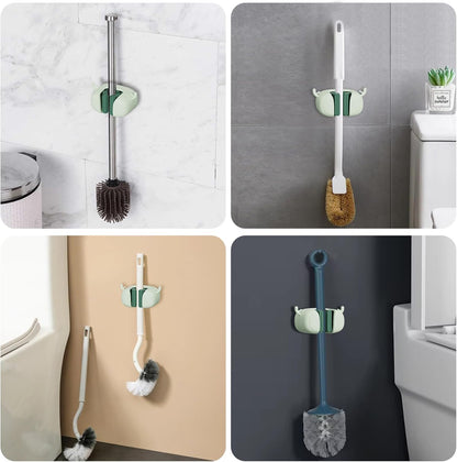 Self-Adhesive Toilet Brush Holder 2 Pack Green - No Drilling Required Wall Mounted Universal Bathroom WC V1258-DP02-BOL-188