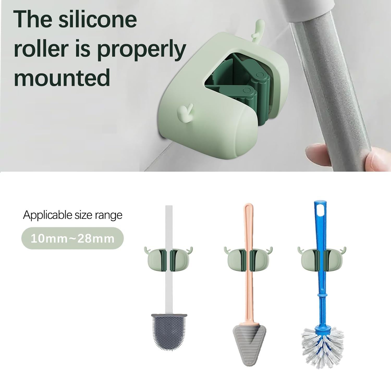 Self-Adhesive Toilet Brush Holder 2 Pack Green - No Drilling Required Wall Mounted Universal Bathroom WC V1258-DP02-BOL-188