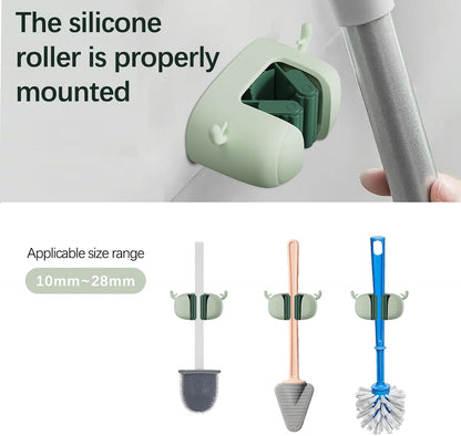Self-Adhesive Toilet Brush Holder 2 Pack Green - No Drilling Required Wall Mounted Universal Bathroom WC V1258-DP02-BOL-188