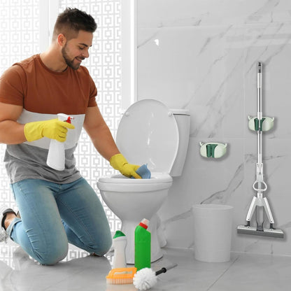 Self-Adhesive Toilet Brush Holder 2 Pack Green - No Drilling Required Wall Mounted Universal Bathroom WC V1258-DP02-BOL-188