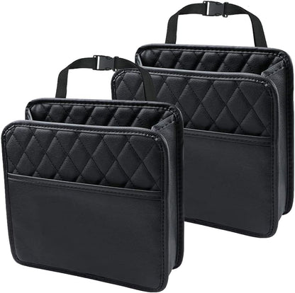 Car Seat Organizer 2 Pack - Black Backrest Storage Bag with Pockets - Car Interior Accessory V1258-DP02-BOL-19