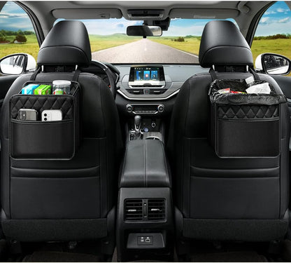 Car Seat Organizer 2 Pack - Black Backrest Storage Bag with Pockets - Car Interior Accessory V1258-DP02-BOL-19