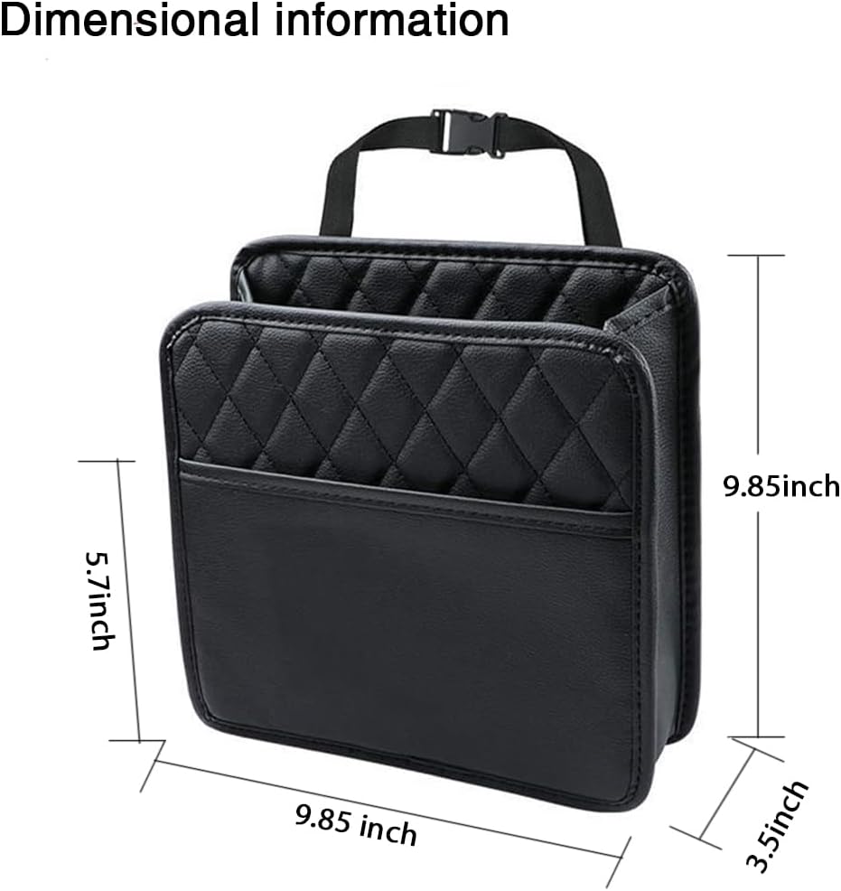 Car Seat Organizer 2 Pack - Black Backrest Storage Bag with Pockets - Car Interior Accessory V1258-DP02-BOL-19