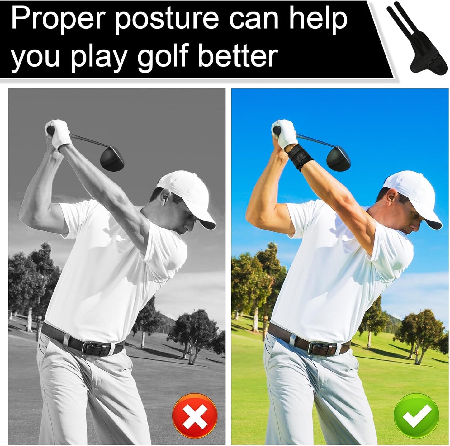 Golf Swing Trainer for Beginners - Black - Set of 1 - Ideal Training Aid V1258-DP02-BOL-191