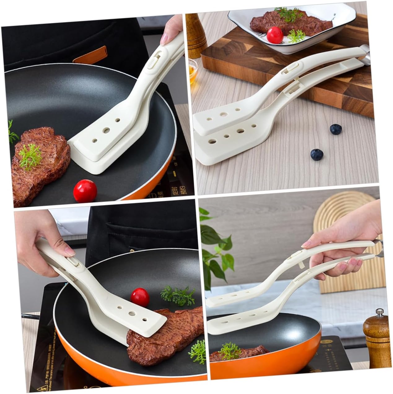 2-in-1 Silicone Spatula Tong Set of 2 Heat Resistant for Flipping and Serving V1258-DP02-BOL-192