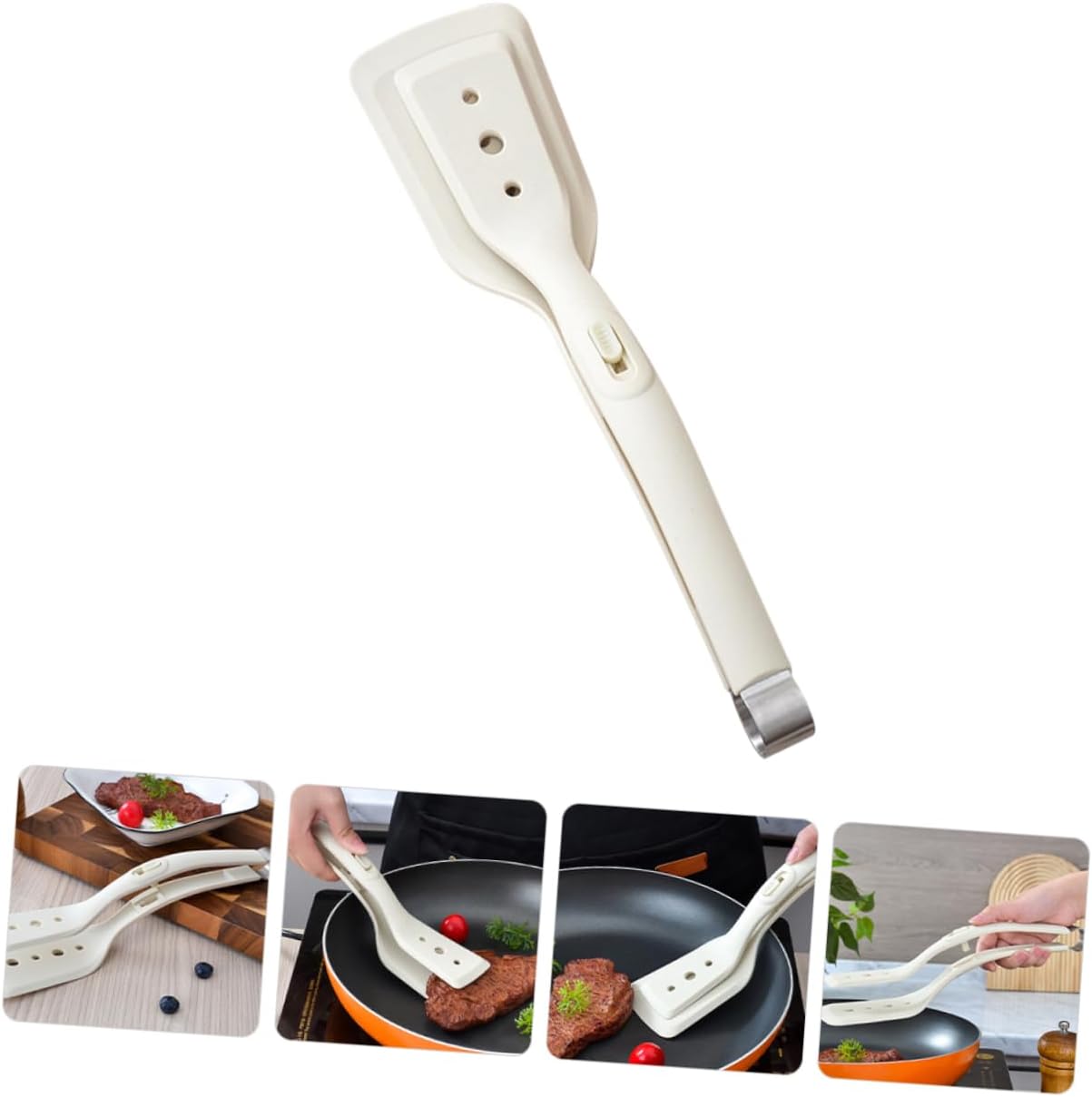 2-in-1 Silicone Spatula Tong Set of 2 Heat Resistant for Flipping and Serving V1258-DP02-BOL-192