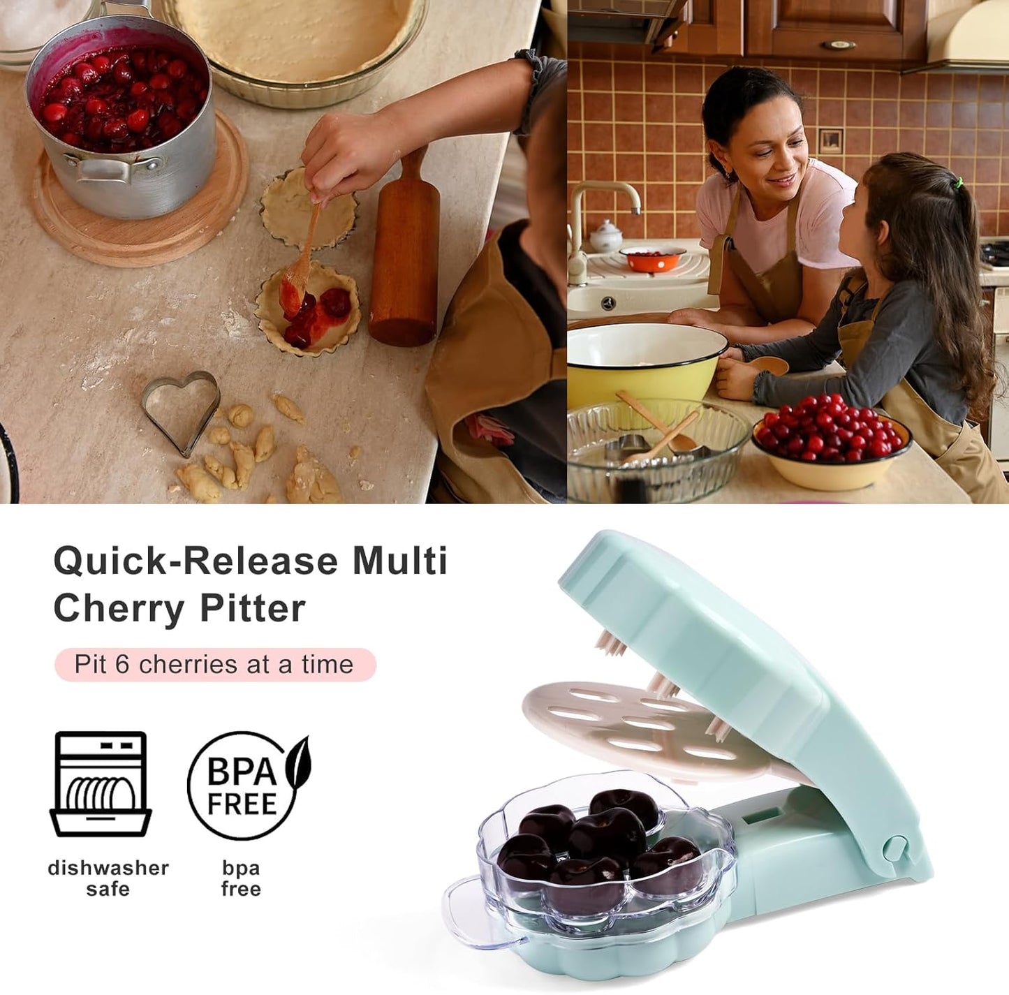 Cherry Pitter for 6 Cherries - Quick & Effortless - Also for Olives - 1 Piece V1258-DP02-BOL-194