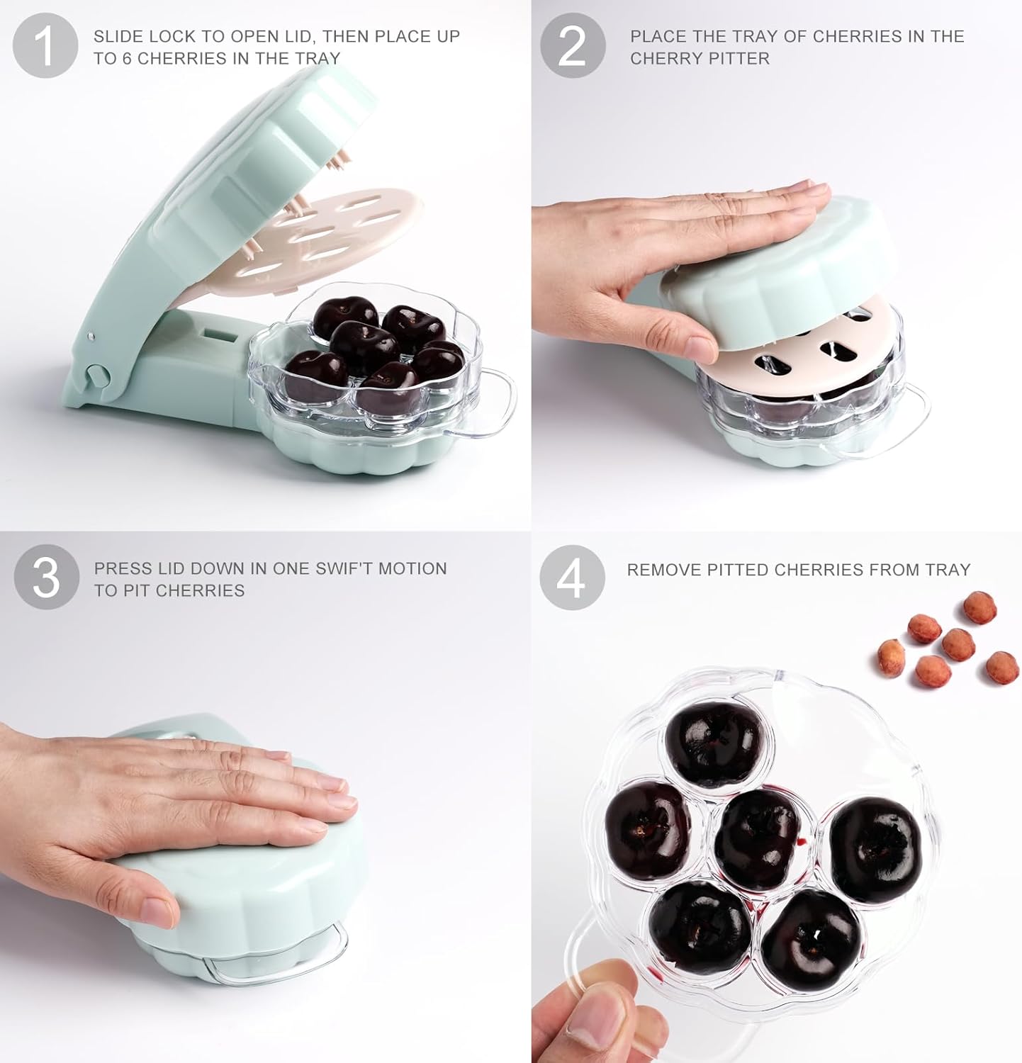 Cherry Pitter for 6 Cherries - Quick & Effortless - Also for Olives - 1 Piece V1258-DP02-BOL-194