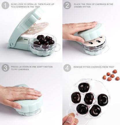 Cherry Pitter for 6 Cherries - Quick & Effortless - Also for Olives - 1 Piece V1258-DP02-BOL-194