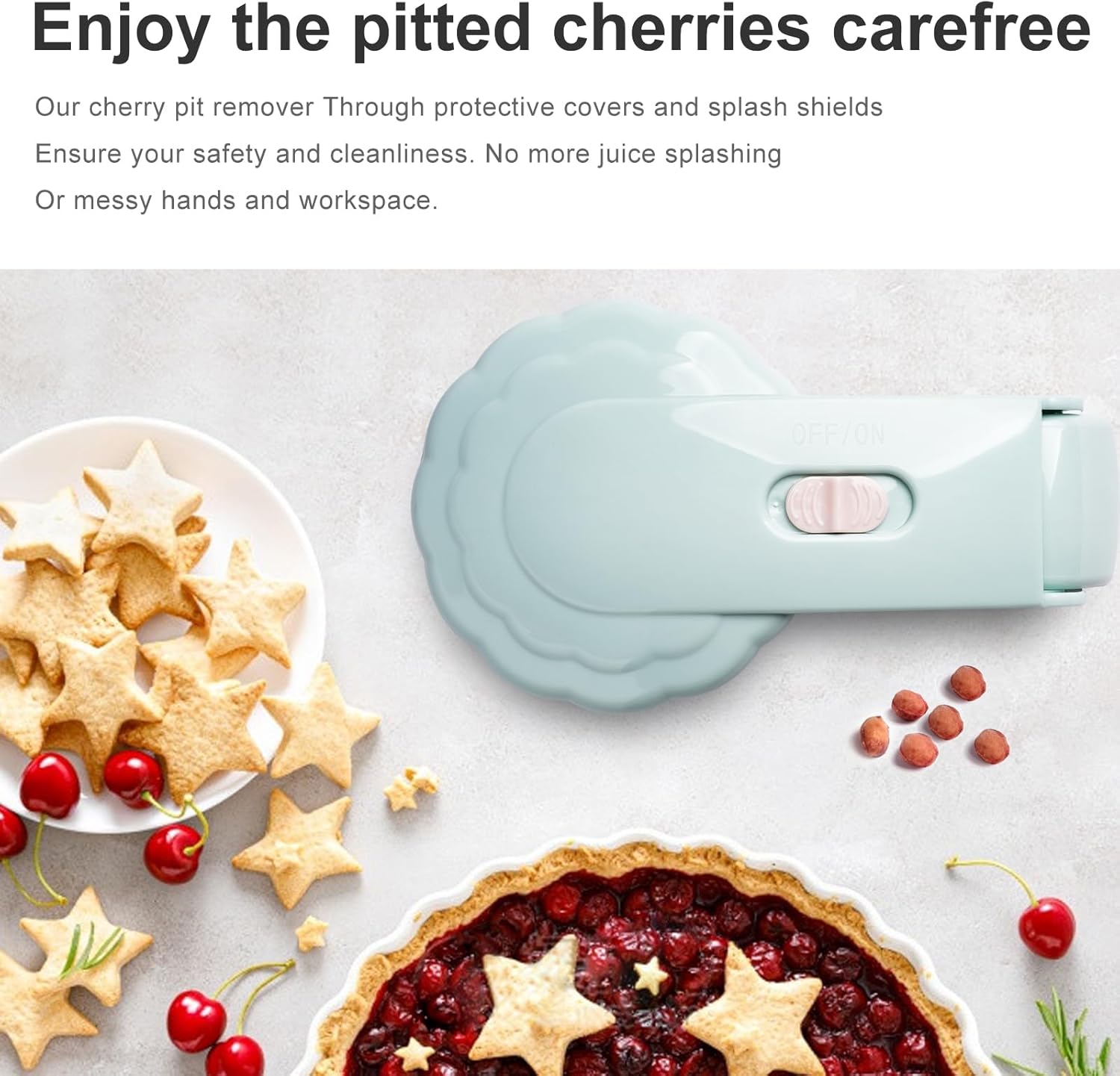 Cherry Pitter for 6 Cherries - Quick & Effortless - Also for Olives - 1 Piece V1258-DP02-BOL-194