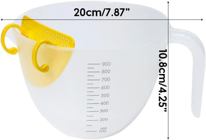 Multifunctional Colander Bowl with Strainer - Measuring Cup/Funnel / Egg Separator - Ideal for Baking V1258-DP02-BOL-196