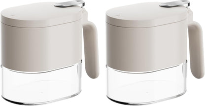 2 Piece Stylish Airtight Herb Jars with Spoon in Lid for Sugar & Salt V1258-DP02-BOL-199