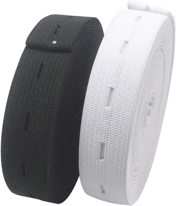 2 Pack Adjustable Elastic Waistbands 5 Meters Black & White Universal Fit for Pants All Sizes Clothing V1258-DP02-BOL-2