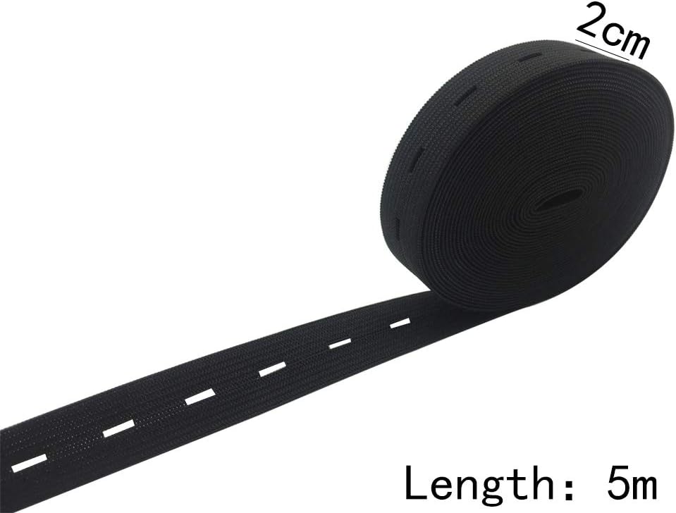 2 Pack Adjustable Elastic Waistbands 5 Meters Black & White Universal Fit for Pants All Sizes Clothing V1258-DP02-BOL-2