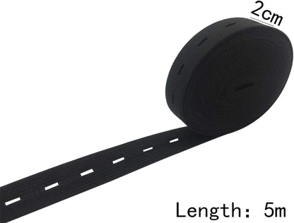 2 Pack Adjustable Elastic Waistbands 5 Meters Black & White Universal Fit for Pants All Sizes Clothing V1258-DP02-BOL-2
